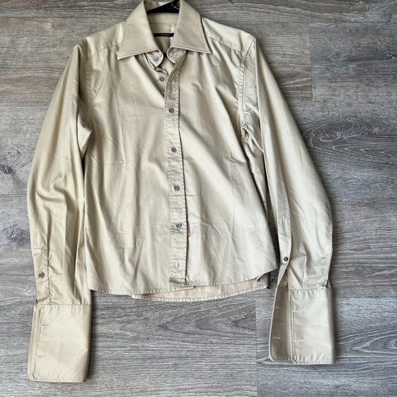 Gucci Tops Gucci Button Up Long Sleeve Beige Utlitarian Style Shirt